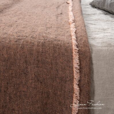 100% linen bedspread in brown.