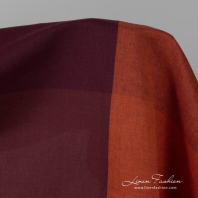 Red checked wide linen cotton fabric.