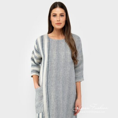 Stiped 100% linen dress.