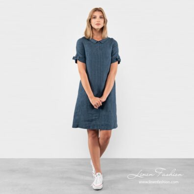 Navy striped linen dress.