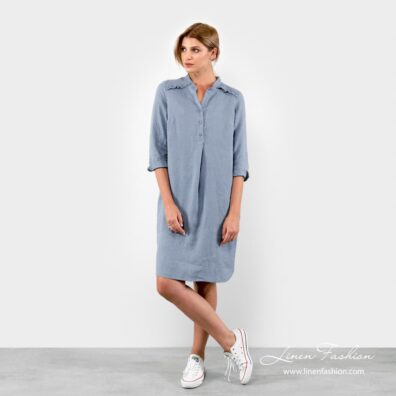 Light blue linen dress.