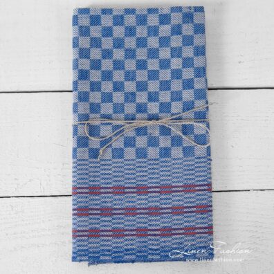 Blue checked linen kitchen towel