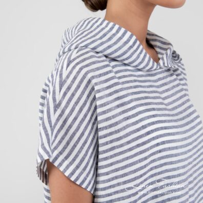 Striped linen beach poncho