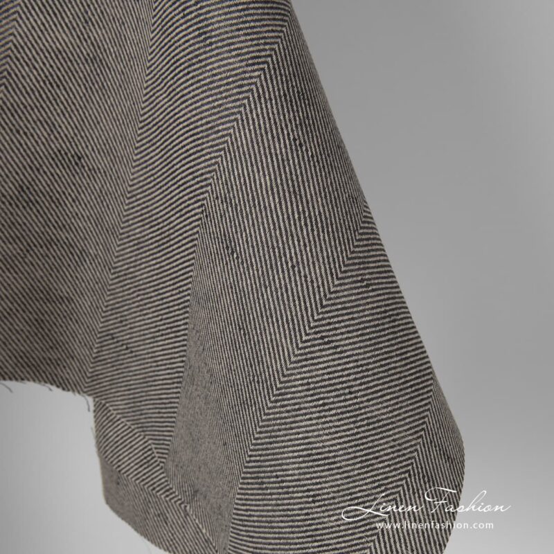 Linen cotton fabric in wide herringbone