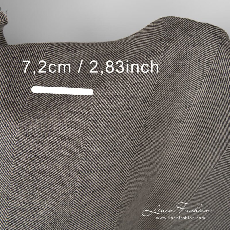 Linen cotton fabric in wide herringbone