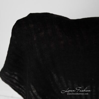 Striped black linen fabric.