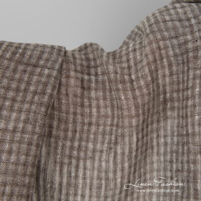 Checked linen fabric, washed.