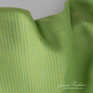 Apple green linen fabric, striped.