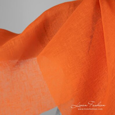 Bright orange linen fabric, gauze.
