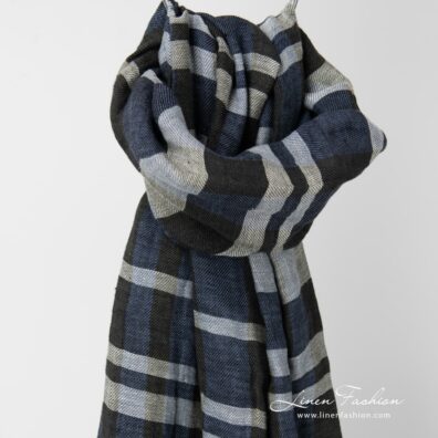 BUGA blue checked shawl