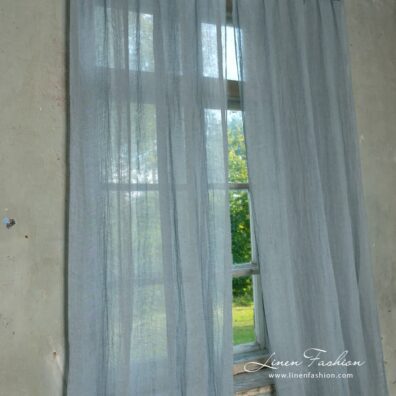 100% linen curtain in bluish grey.