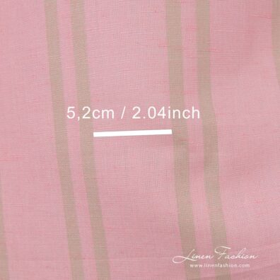 Striped pink linen cotton fabric.