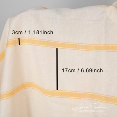 Linen cotton striped fabric in cream colour.
