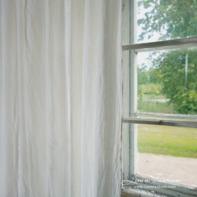 100% linen curtain in white colour.