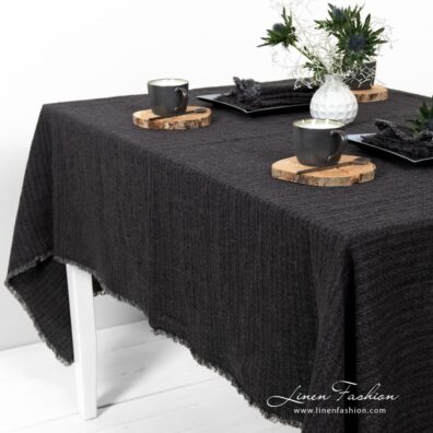 Charcoal grey tablecloth.