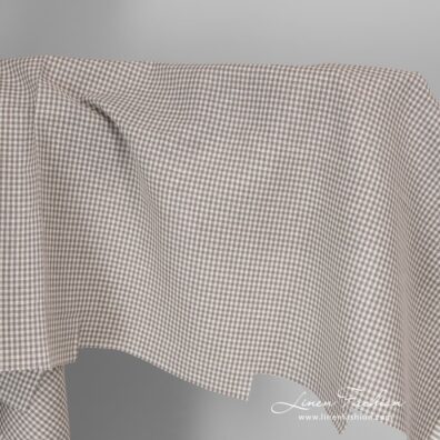 Linen cotton fabric in fine grey white checks.