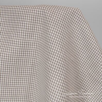 Linen cotton fabric in grey white checks.