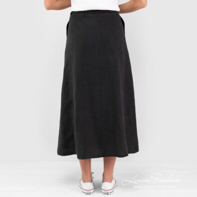 Grey linen skirt, AZORA.