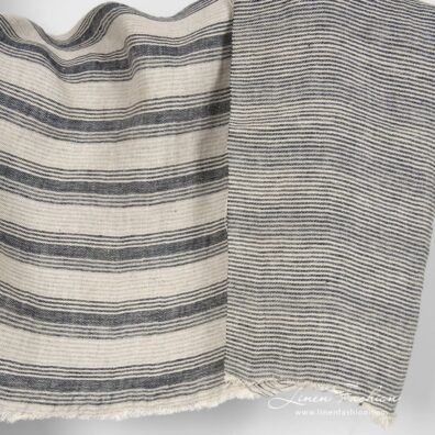 Striped linen fabric double sided