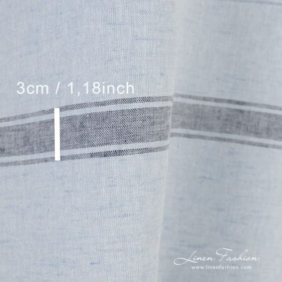 Linen cotton blueish fabric stripe size