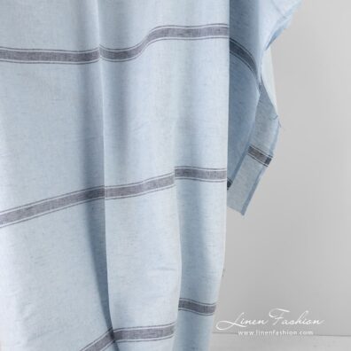 Linen cotton blueish fabric with stripes