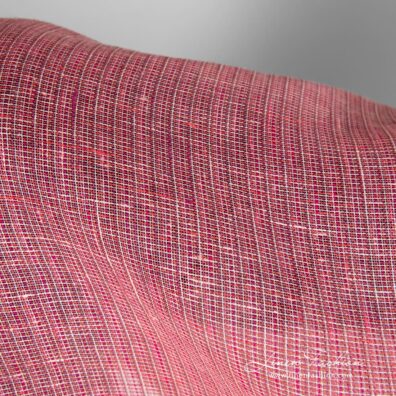 Rose linen fabric in checks