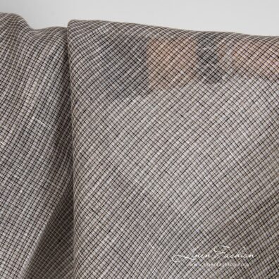 Hazel linen fabric in tiny checks