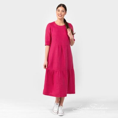 SERENA wild berry linen dress