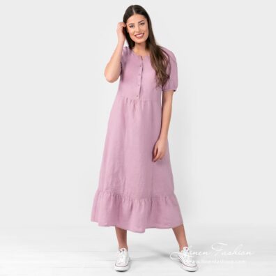ZOE flamingo linen dress