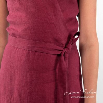 Cherry linen dress strap on a side