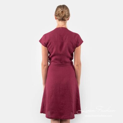 Cherry linen dress back side