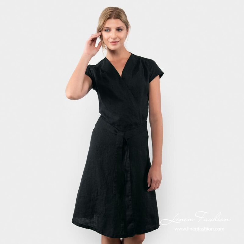 Black linen dress