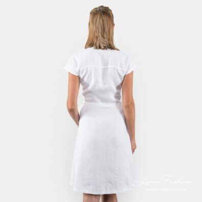 White linen dress back side