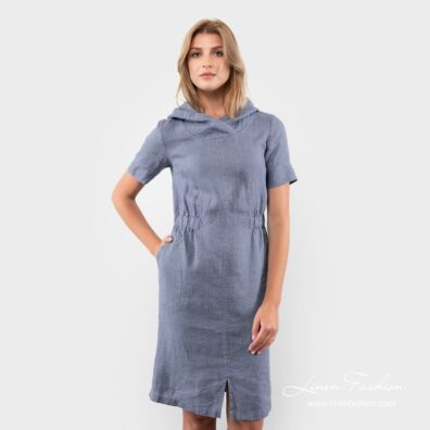 Blue linen dress