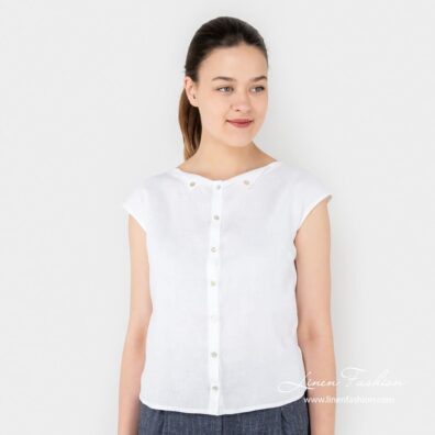 ROMA white linen blouse