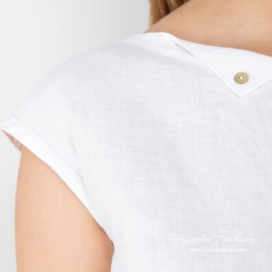 ROMA white linen blouse sleveless