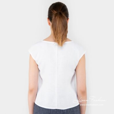 ROMA white linen blouse back side
