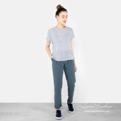 BLUME blue linen blouse with matching pants