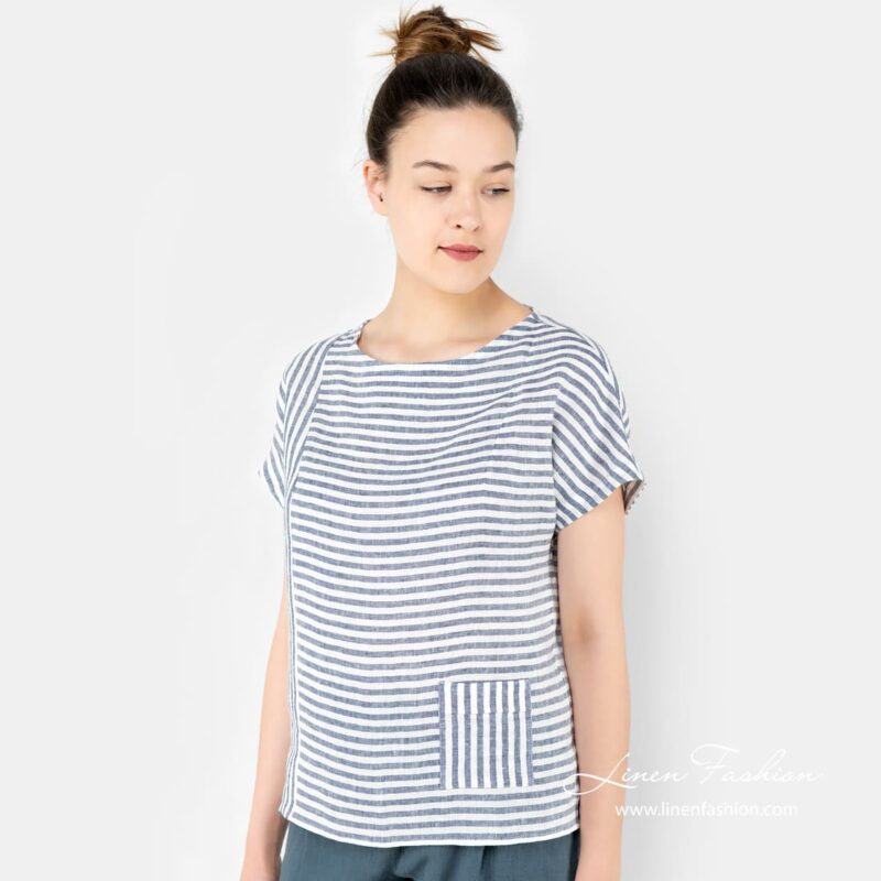 BLUME blue linen blouse
