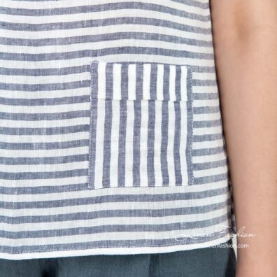 BLUME blue linen blouse with tiny pocket