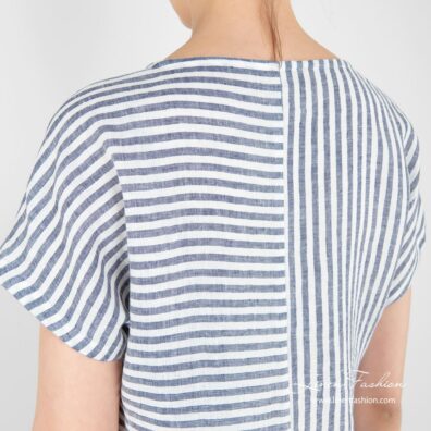 BLUME blue linen blouse with stripes