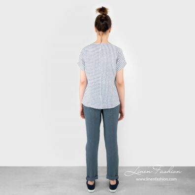 BLUME blue linen blouse back side