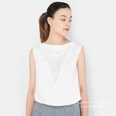 ONA white linen blouse