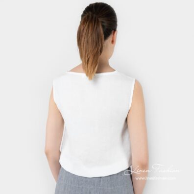 ONA white linen blouse back side