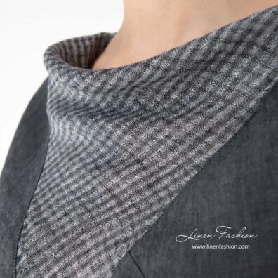 ONA grey linen blouse oval neck