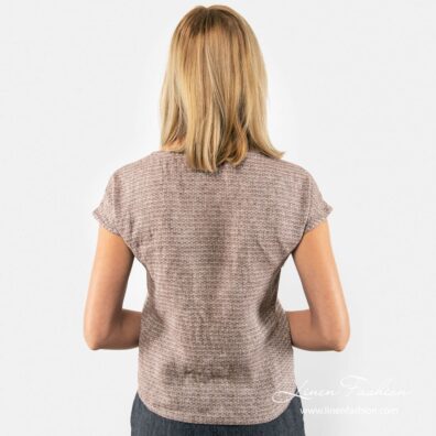 SAINT TROPEZ brown linen blouse back side