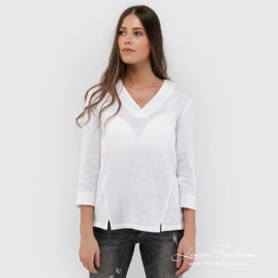 MALIBU white linen blouse