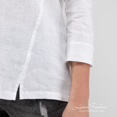 MALIBU white linen blouse sleeves