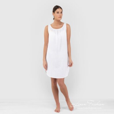 BAHAMA white linen nightgown knee lenght