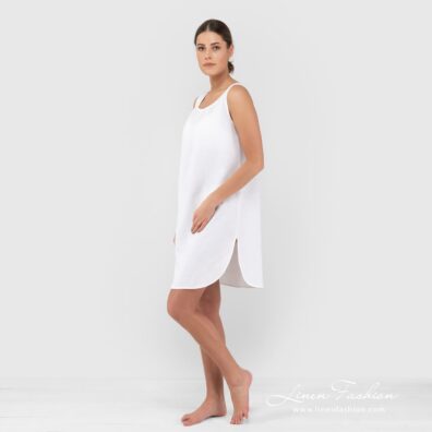 BAHAMA white linen nightgown oval slits